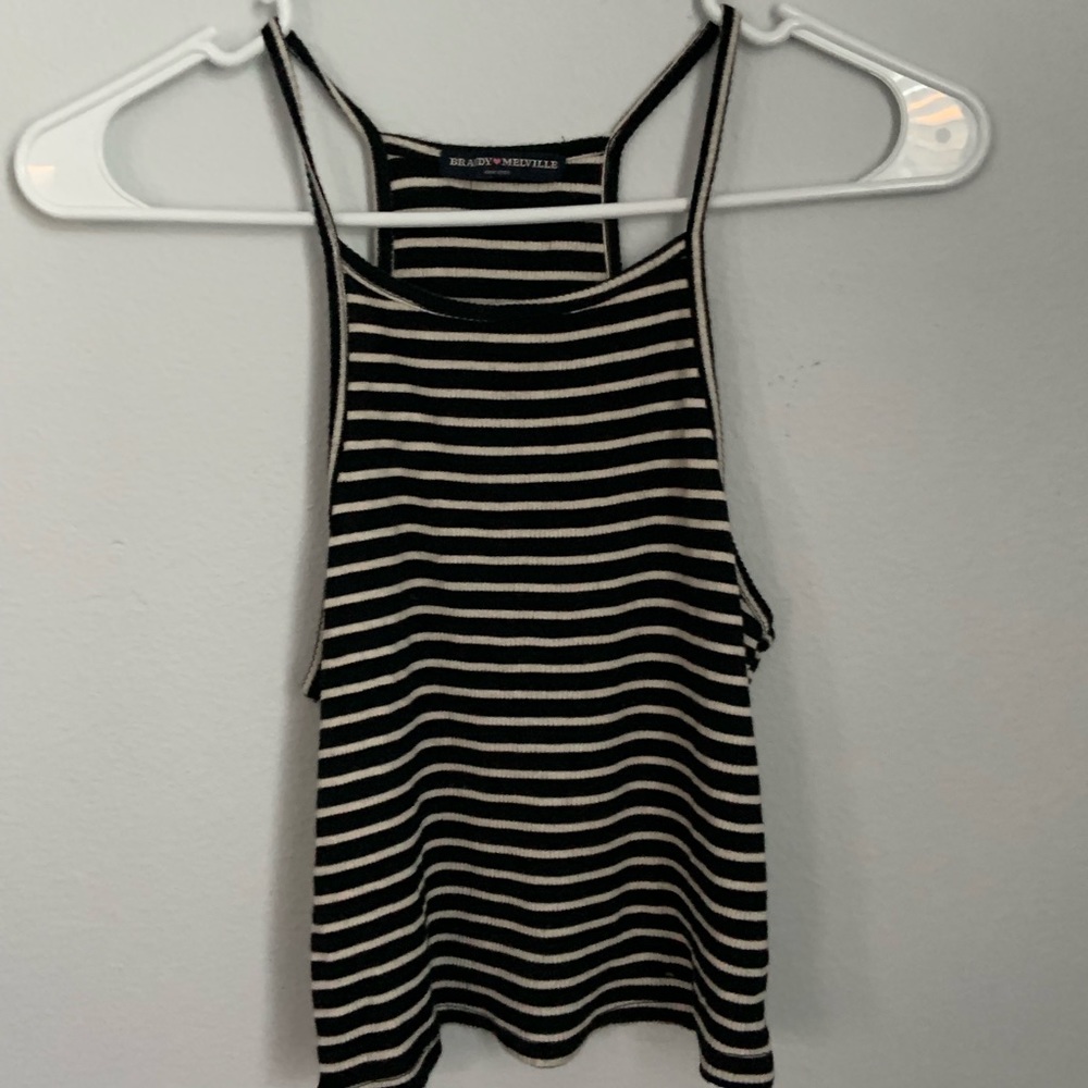 Brandy Melville Black/White Striped Crop Top